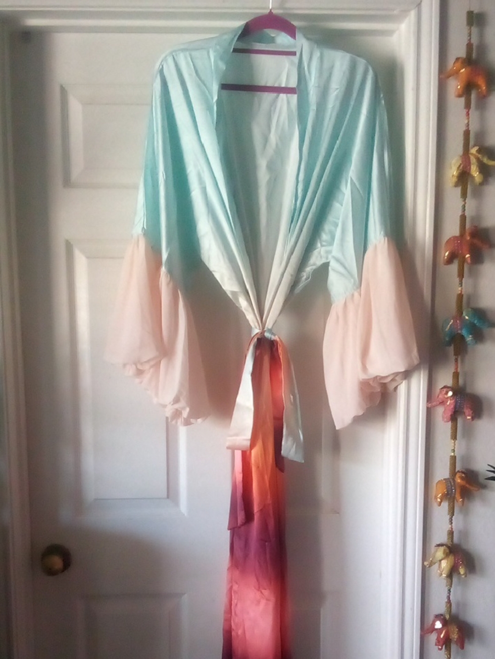 Pastel Mint and Blush Kimono with Ombre Sash